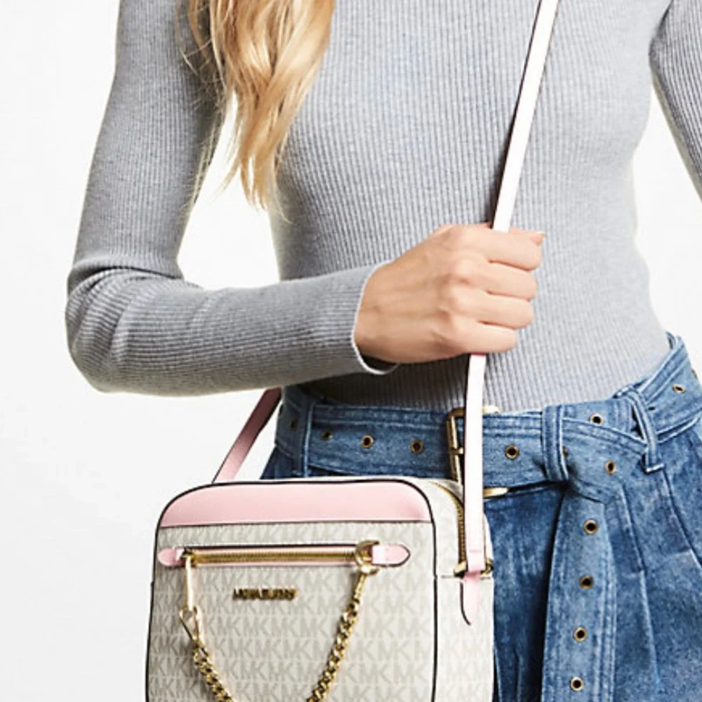 SALE Micheal Kors Jet Set Crossbody Bag NWT Pink/cream - Picture 1 of 7